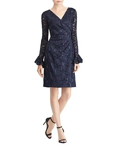 Shop Ralph Lauren Lauren  Sequin Lace Dress In Lighthouse Navy/navy Shine