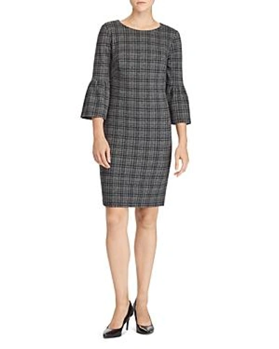 Shop Ralph Lauren Lauren  Plaid Jacquard-knit Dress In Gray/black