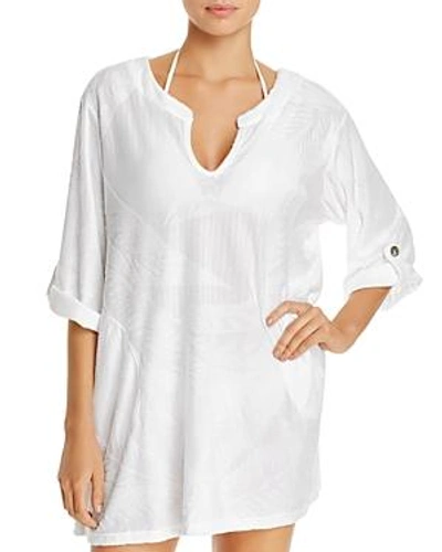 Shop J Valdi Roll-tab Sleeve Tunic Swim Cover-up In White