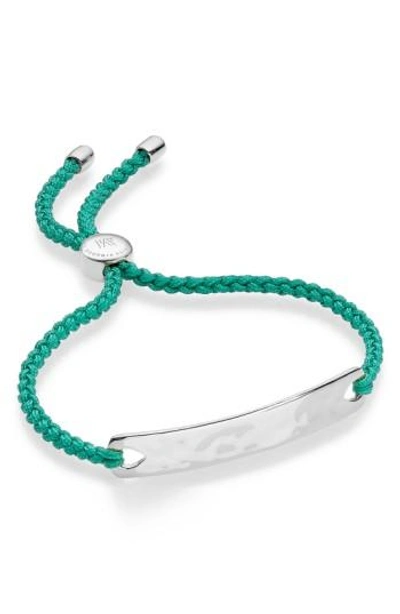 Shop Monica Vinader Havana Friendship Bracelet In Silver/ Emerald
