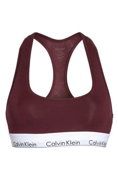 Shop Calvin Klein Modern Cotton Collection Cotton Blend Racerback Bralette In Brazen