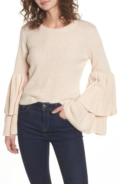 Shop Devlin Tiara Bell Sleeve Sweater In Blush