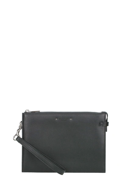 Shop Valentino Handle Flat Black Leather Pockette