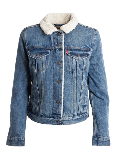 Levi's Shearling-collar Denim Jacket In Blue