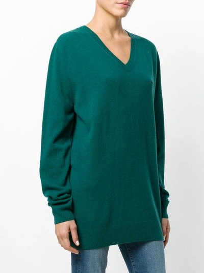 Shop Push Button Embroidered Detail Jumper In Green