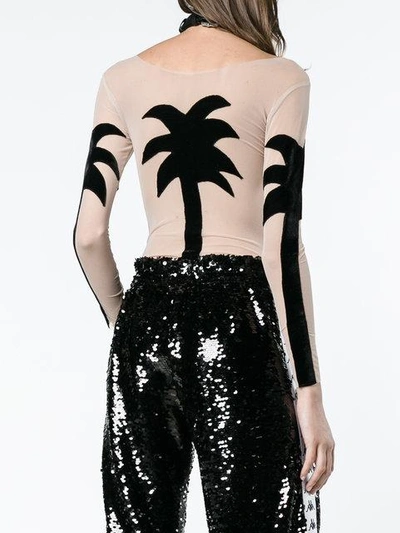 Shop Alexia Hentsch Silk Palm Tree Bodysuit - Black