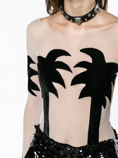 Shop Alexia Hentsch Silk Palm Tree Bodysuit - Black