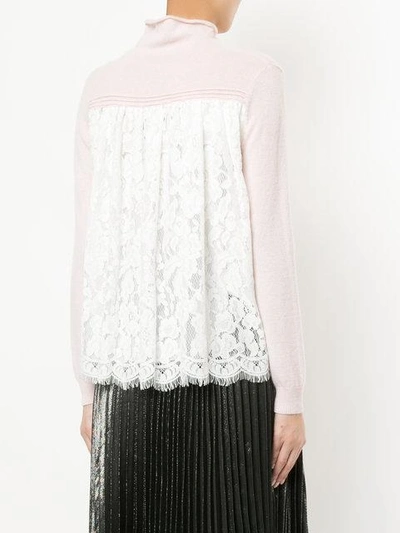 Shop Onefifteen Floral Lace Patch Sweater In Pink