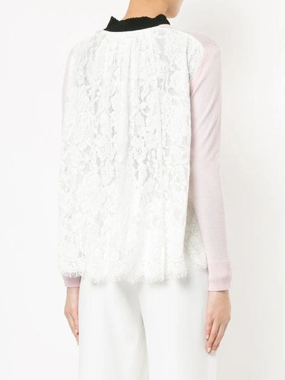Shop Onefifteen Lace Panel Buttoned Cardigan In Pink