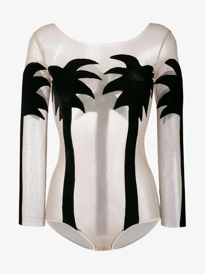 Shop Alexia Hentsch Silk Palm Tree Bodysuit In Black