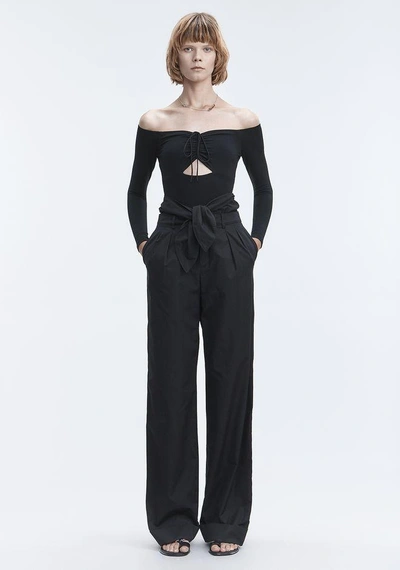 Shop Alexander Wang Long Sleeve Ruched Bodysuit In Black