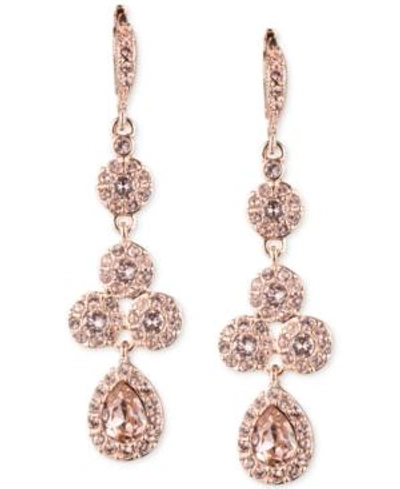 Shop Givenchy Rose Gold-tone Crystal Element Linear Drop Earrings