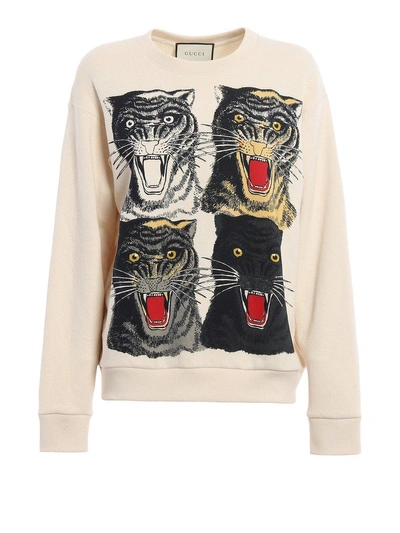 Shop Gucci Over Sweatshirt In Nat.white Printed