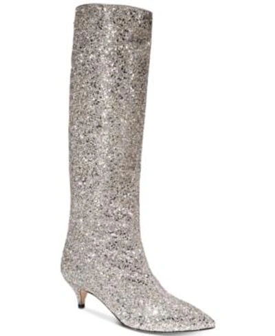 Shop Kate Spade New York Olina Pointed-toe Boots In Silver Glitter