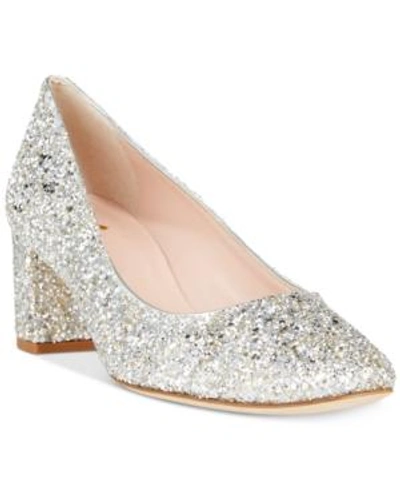 Shop Kate Spade New York Dolores Block-heel Pumps In Silver Iridescent Firelight