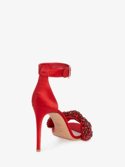Shop Alexander Mcqueen Bow Embroidered Sandal In Lust Red
