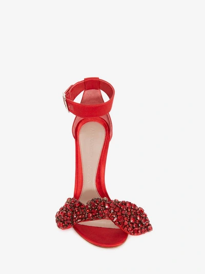 Shop Alexander Mcqueen Bow Embroidered Sandal In Lust Red