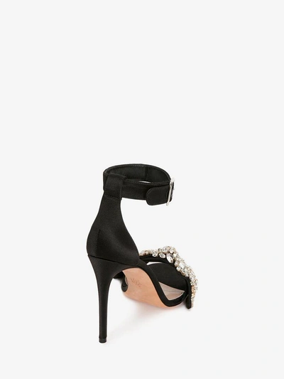 Shop Alexander Mcqueen Bow Embroidered Sandal In Black/multicolor