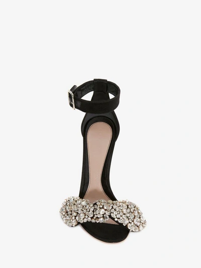 Shop Alexander Mcqueen Bow Embroidered Sandal In Black/multicolor