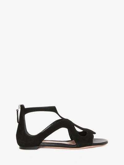 Shop Alexander Mcqueen Caged Flat Sandal In Black