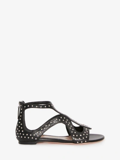 Shop Alexander Mcqueen Caged Flat Sandal Hammered Studs In Black