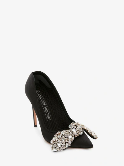 Shop Alexander Mcqueen Bow Embroidered Heart Pump In Black/multicolor