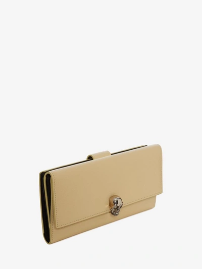 Shop Alexander Mcqueen Continental Skull Leather Wallet In Butter Yellow