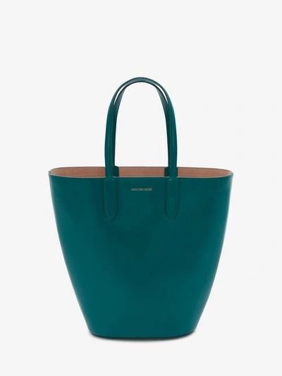 Shop Alexander Mcqueen Small Basket Bag In Jade