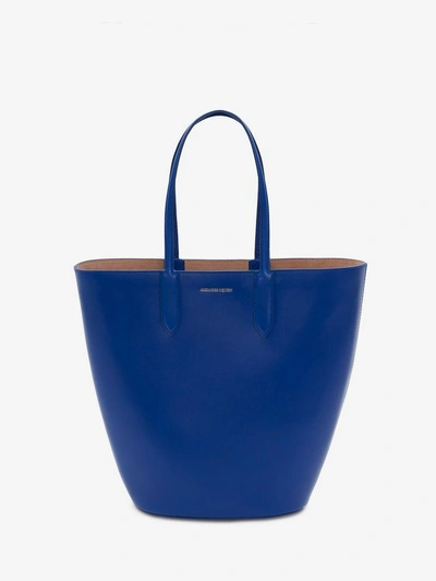 Shop Alexander Mcqueen Small Basket Bag In Blue - Sapphire