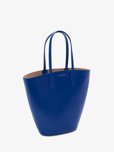 Shop Alexander Mcqueen Small Basket Bag In Blue - Sapphire