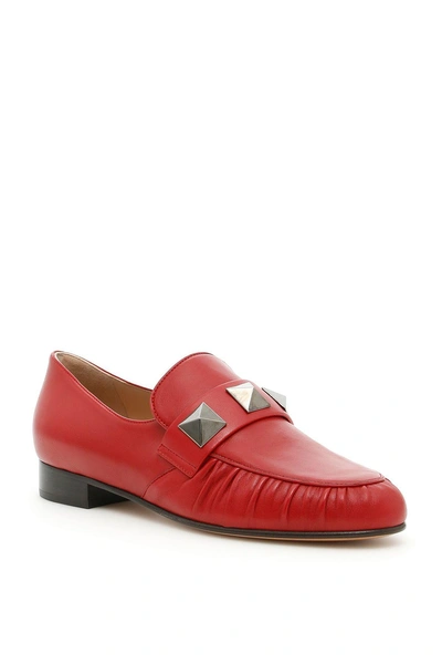Shop Valentino Loafers With Macro Studs In Rossorosso