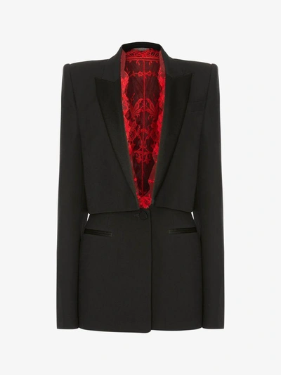 Shop Alexander Mcqueen Sarabande Lace Box Jacket In Black