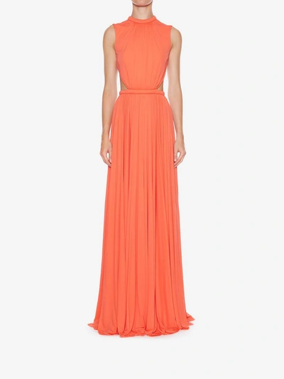 Shop Alexander Mcqueen Sleeveless Jersey Evening Dress In Coral 