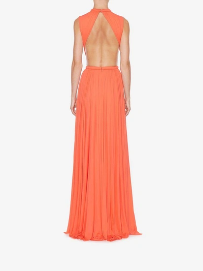 Shop Alexander Mcqueen Sleeveless Jersey Evening Dress In Coral 