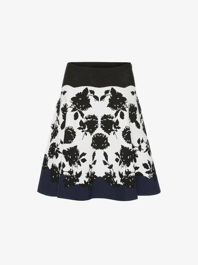 Shop Alexander Mcqueen Knitted Mini Skirt In Ivory/black