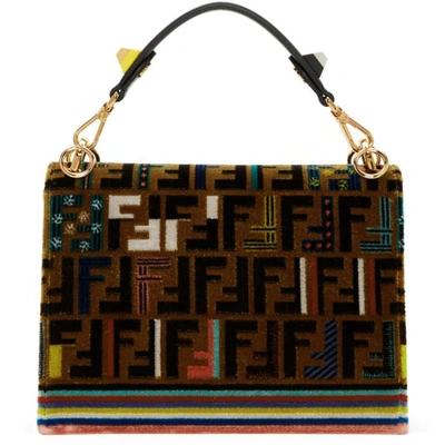 Shop Fendi Brown Velvet Zucca Embroidery Kan I Bag