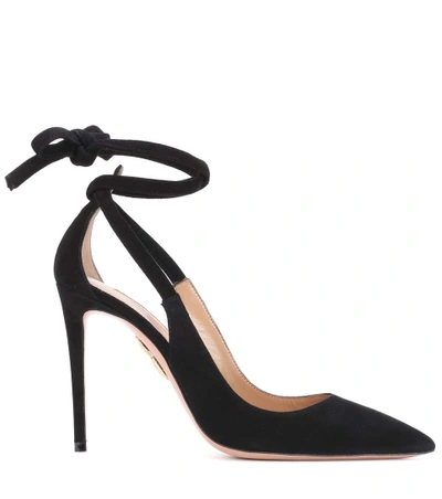 Shop Aquazzura Milano 105 Suede Pumps In Black