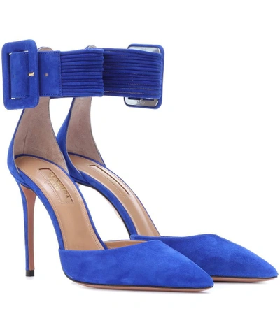 Shop Aquazzura Casablanca 105 Suede Pumps In Blue