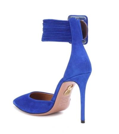 Shop Aquazzura Casablanca 105 Suede Pumps In Blue