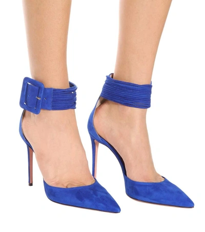 Shop Aquazzura Casablanca 105 Suede Pumps In Blue