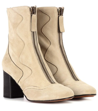 Shop Chloé Suede Ankle Boots In Beige