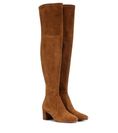 Shop Polo Ralph Lauren Michaela Suede Over-the-knee Boots In Brown
