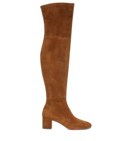 Shop Polo Ralph Lauren Michaela Suede Over-the-knee Boots In Brown