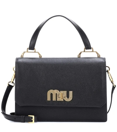Shop Miu Miu Leather Shoulder Bag In Black