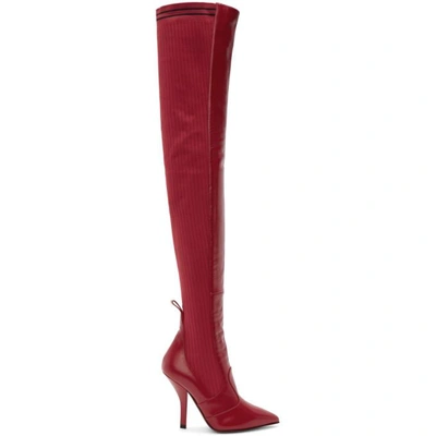 Shop Fendi Red Leather Over-the-knee Boots