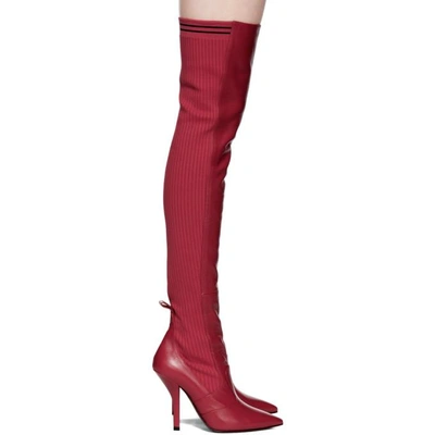 Shop Fendi Red Leather Over-the-knee Boots