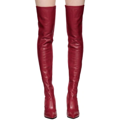 Shop Fendi Red Leather Over-the-knee Boots