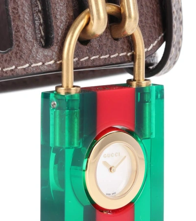 Shop Gucci Padlock Leather Watch In Multicoloured