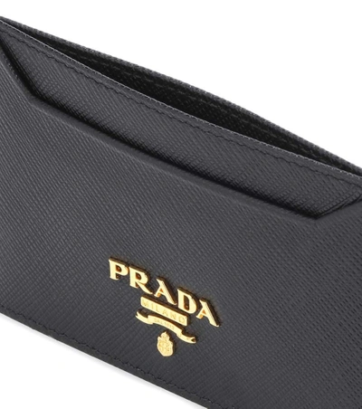 Shop Prada Saffiano Leather Card Holder In Black