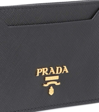 Shop Prada Saffiano Leather Card Holder In Black